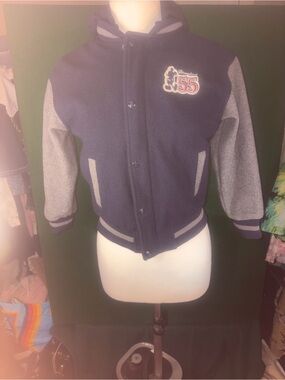 Disney Navy and Gray Kids Varsity Hoodie Jacket with 55 Patch